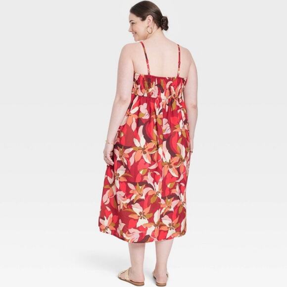 A New Day Spaghetti Strap Smocked Dress - Dark Red Floral - XXL - Picture 13 of 13